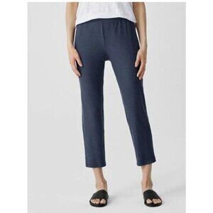 EILEEN FISHER Washable Stretch Crepe Pants Crop Women's SZ Medium Navy Pull On